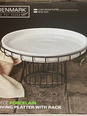 Denmark Tools For Cooks 2pcs Serving Platter w/Rack Porcelain